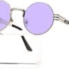 CEREMONYT Sunglasses Round  Round Steampunk Sunglasses Circle Lennon Hippie Glasses Metal Frame 100% UV Blocking Lens