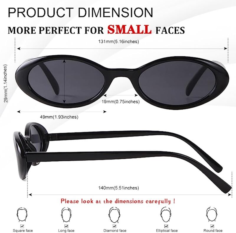 61ZpfOxWydL._AC_SL1500 CEREMONYT Sunglasses Oval Sunglasses Women 90’s Vintage Sun Glasses Fashion Tinted Glasses UV400 Protection