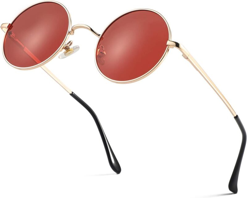 CEREMONYT Sunglasses Round Trendy Small Round Polarized Sunglasses for Men Women Circle Hippie Style Sun Glasses