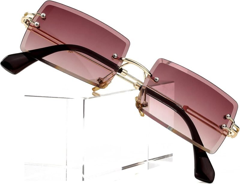 CEREMONYT Sunglasses Square  Rectangle Sunglasses for Women Men Vintage Rimless Square Sun Glasses Candy Color