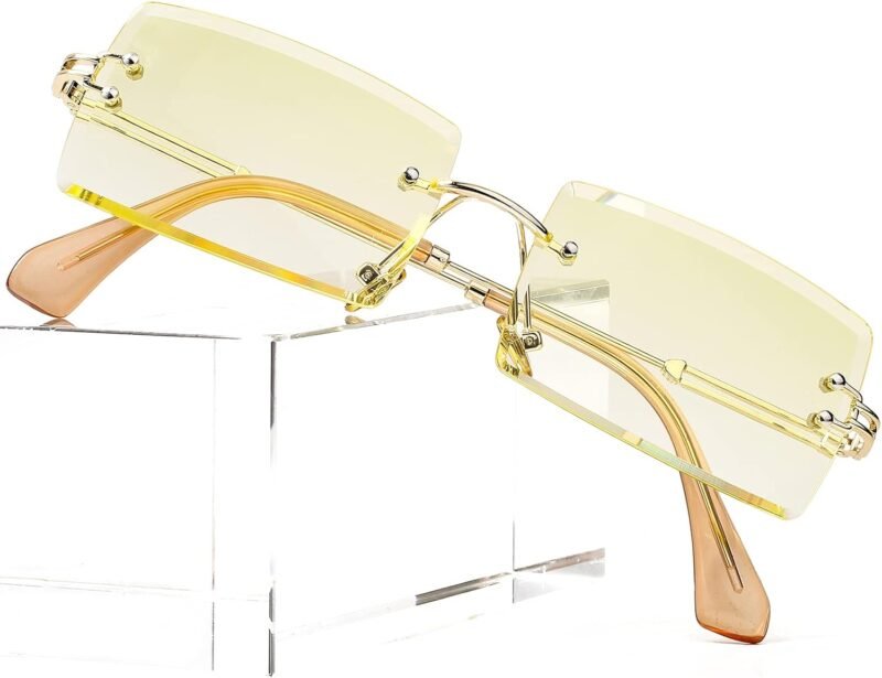 CEREMONYT Sunglasses Square  Rectangle Sunglasses for Women Men Vintage Rimless Square Sun Glasses Candy Color