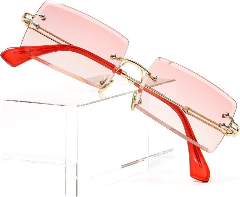 CEREMONYT Sunglasses Square  Rectangle Sunglasses for Women Men Vintage Rimless Square Sun Glasses Candy Color