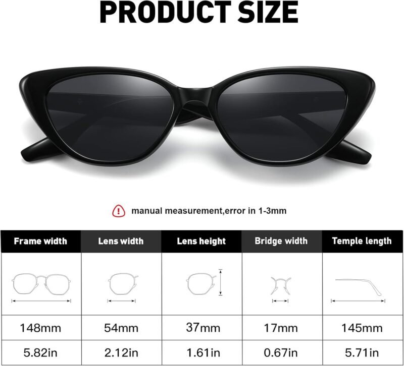 CEREMONYT Sunglasses Cat Eye Vintage Narrow Cat Eye Sunglasses for Women Men 90s Small Chic Style Trendy Sunnies UV400 Protection