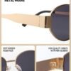 CEREMONYT Sunglasses Oval Sunglasses for Women Men, Trendy Designer Metal Style UV400 Protection Sun Glasses
