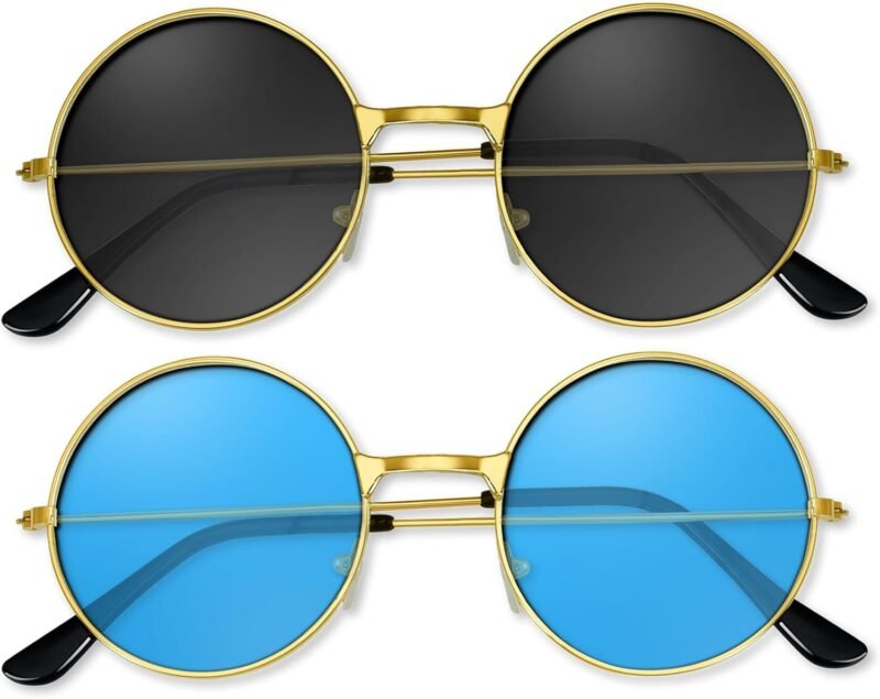 CEREMONYT Sunglasses Round 1-3 Pairs Hippie Sunglasses 70s Round Hippie Glasses Party Decoration Sunglasses for Women with Colored Glasses Cloth