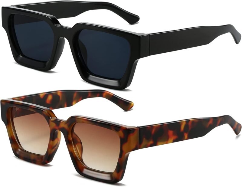 CEREMONYT Sunglasses Square  Sunglasses for Women Men Square Thick Frame Sun Glasses Simple Designer Style Shades