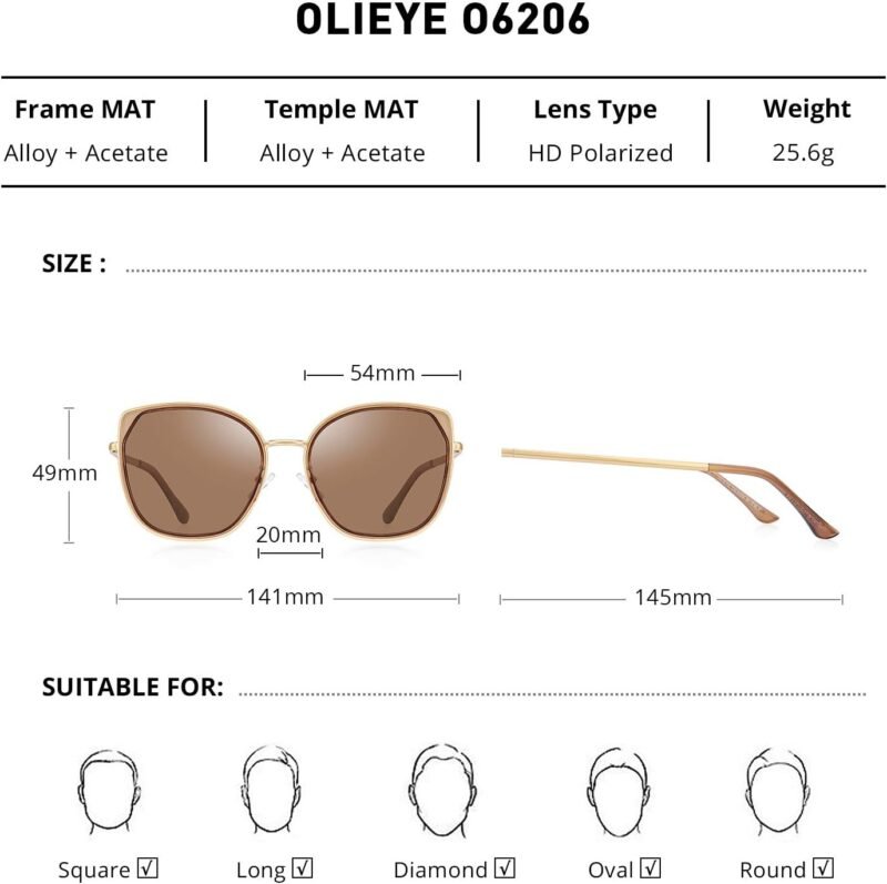 CEREMONYT Sunglasses Cat Eye Polarized Sunglasses for Women Ladies Brand Trending Sun glasses UV400