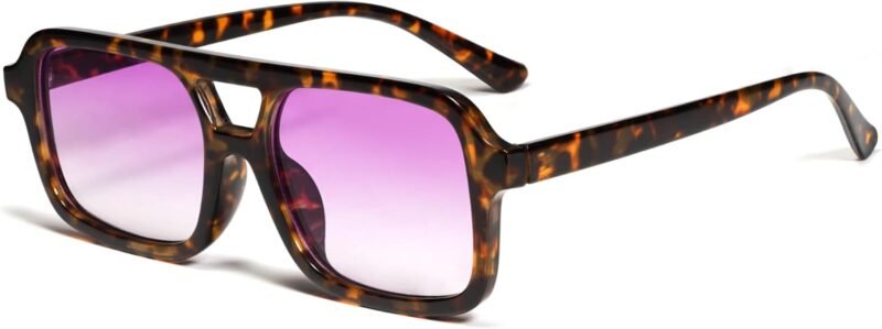 CEREMONYT Sunglasses Square  Retro 70s Square Aviator Sunglasses for Women Men Vintage Trendy Rectangle Sun Glasses VL9816