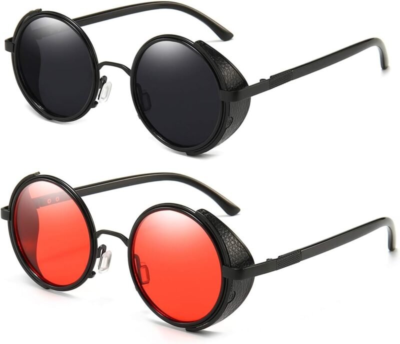 CEREMONYT Sunglasses Round  Steampunk Vintage Retro Round Sunglasses Metal Circle Frame