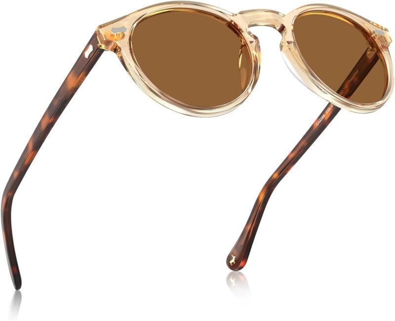 CEREMONYT Sunglasses Round  Vintage Round Acetate Polarized Sunglasses for Women UV Protection CA5288