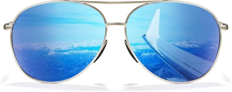 CEREMONYT Sunglasses for Men Polarized UV Protection Trendy Metal Pilot Sunglasses for Driving Hiking Travel