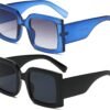 CEREMONYT Sunglasses Square  Vintage Oversized Sunglasses for Women Men Trendy Square Frame UV400 Protection Sun Glasses