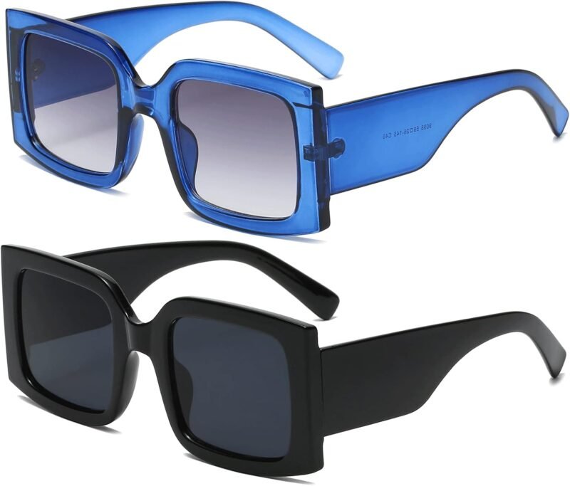 CEREMONYT Sunglasses Square  Vintage Oversized Sunglasses for Women Men Trendy Square Frame UV400 Protection Sun Glasses