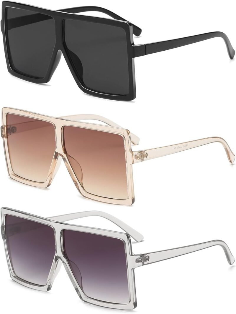 CEREMONYT Sunglasses Square Square Oversized Sunglasses for Women Men Flat Top Fashion Shades