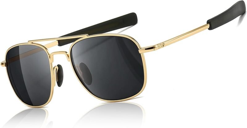 CEREMONYT Sunglasses Men’s Military Style Polarized Pilot  Sunglasses Bayonet Temples