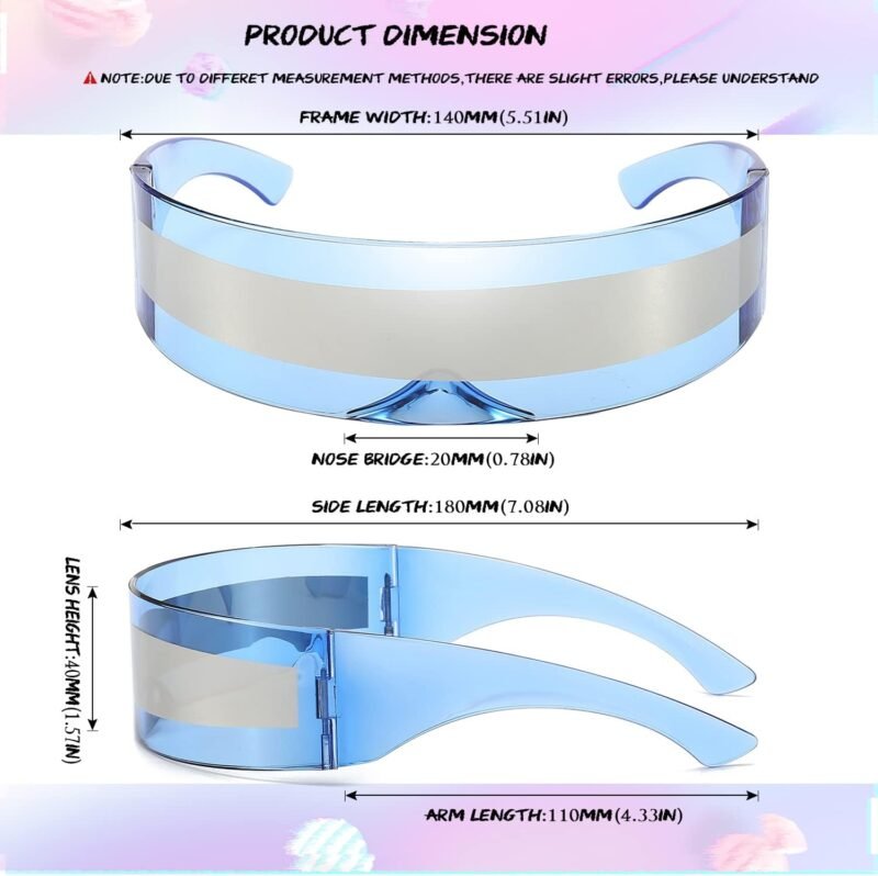CEREMONYT Sunglasses Wraparound Futuristic Sunglasses Y2K Space Cyclops Wrap Around Glasses Rimless Translucent Mirrored Lens