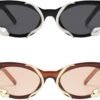 CEREMONYT Sunglasses Cat Eye Trendy Sunglasses for Women Men Vintage Narrow Cateye Metal Snake Sunnie Y2k Accessories AP3621
