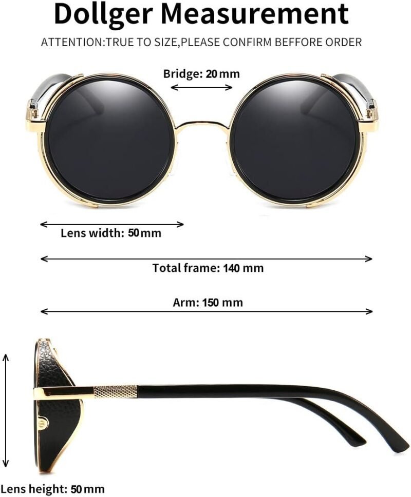 CEREMONYT Sunglasses Round  Steampunk Vintage Retro Round Sunglasses Metal Circle Frame