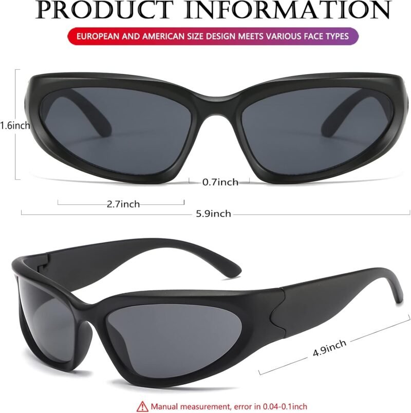 61gNkNdUWhL._AC_SL1500 CEREMONYT Sunglasses Wraparound Wrap Around Sports Sunglasses for Men Women Fashion Oval Thick Frame Sun Glasses Stylish Sport Wrap Shades
