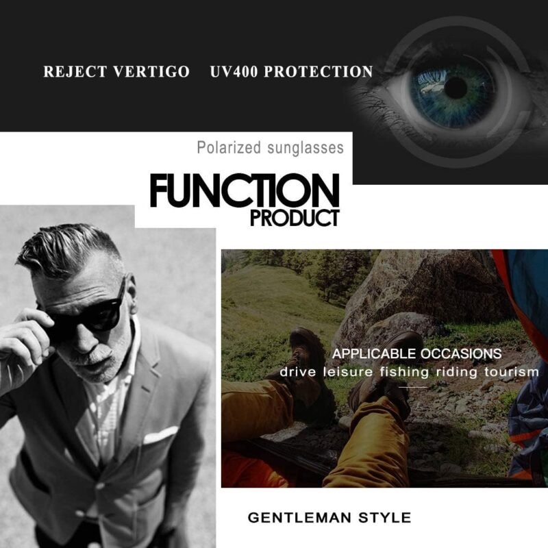 CEREMONYT Sunglasses WayfarerMen Polarized Sunglasses Wayfarerfor Mens and Womens,Black Retro Sun Glasses Driving Fishing UV Protection