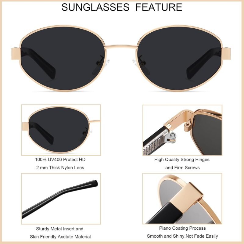 61gdrdAvXJL._AC_SL1500 CEREMONYT Sunglasses Oval Sunglasses Women/Men, Vintage 70s 80s 90s UV400 Protection Eyewear, 56 mm Lens Width