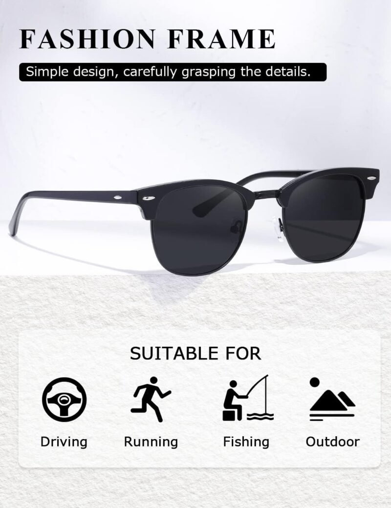 CEREMONYT Sunglasses Polarized Sunglasses WayfarerFor Women And Men Semi Rimless Frame Retro Sun Glasses AE0369
