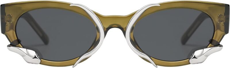 CEREMONYT Sunglasses Cat Eye Trendy Sunglasses for Women Men Vintage Narrow Cateye Metal Snake Sunnie Y2k Accessories AP3621