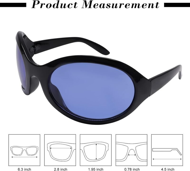 CEREMONYT Sunglasses Oversized Oval Fashion Sunglasses for Women Men Wrap Around Classic Oval Black Sun Glasses Ladies Shades