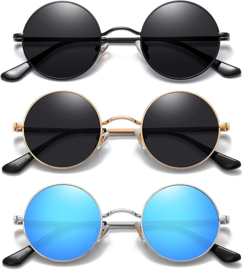 CEREMONYT Sunglasses Round  Small Round Sunglasses Polarized for Men Women Retro Vintage Circle Hippie Sun Glasses UV400