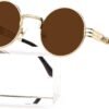 CEREMONYT Sunglasses Round  Round Steampunk Sunglasses Circle Lennon Hippie Glasses Metal Frame 100% UV Blocking Lens