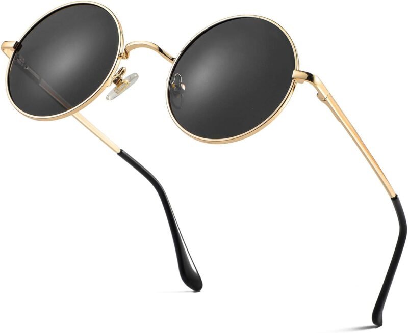 CEREMONYT Sunglasses Round Trendy Small Round Polarized Sunglasses for Men Women Circle Hippie Style Sun Glasses