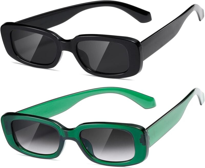 CEREMONYT Sunglasses Square Rectangle Sunglasses for Women Men Trendy Retro Fashion Sun Glasses 90’s Vintage UV 400 Protection Square Frame K1200