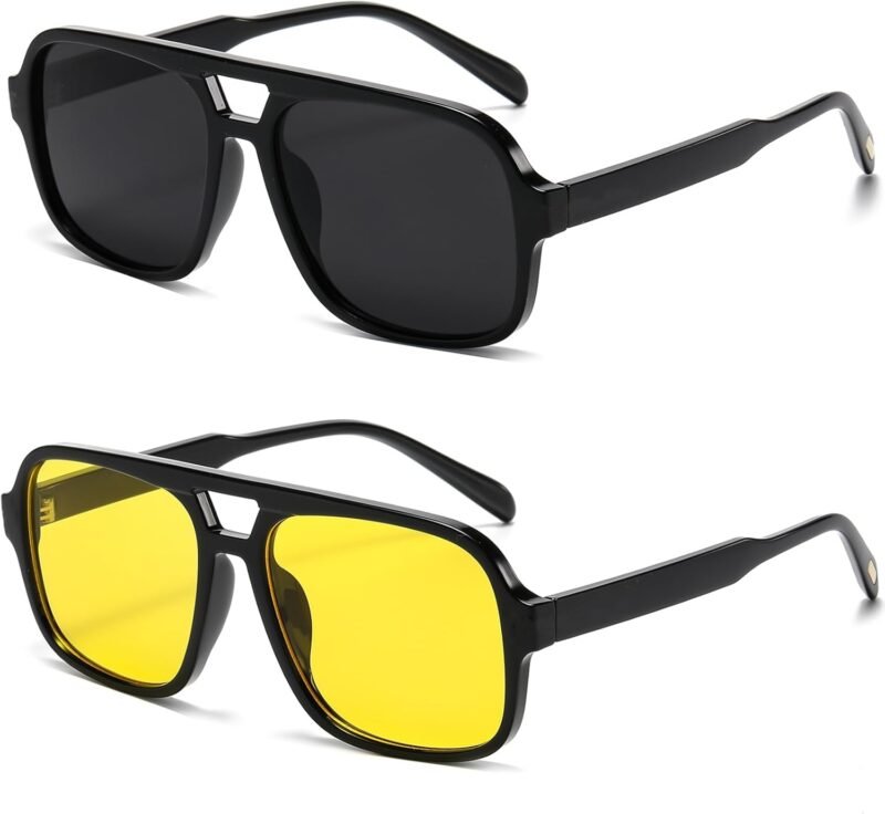 CEREMONYT Sunglasses Square Retro Sunglasses for Women Men Trendy Classic 70s Square Aviator Sun Glasses Vintage Shades