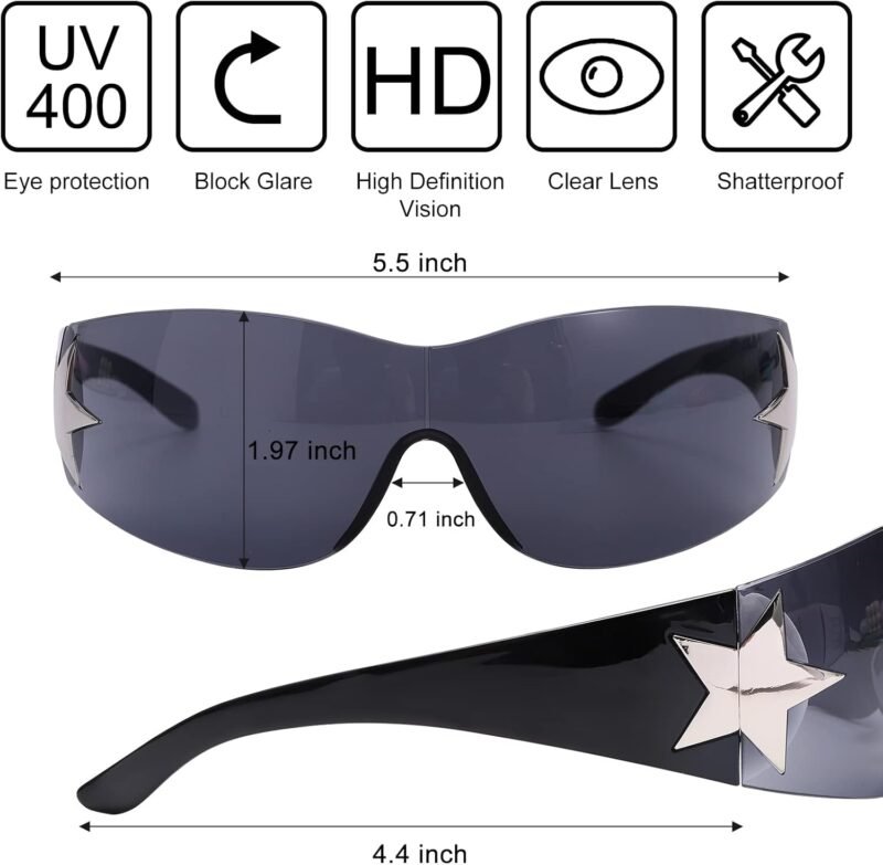 61ip0rjus4L._AC_SL1500 CEREMONYT Sunglasses Wraparound Y2K Sunglasses for Women Men, Trendy Shield Wrap Around Sunglasses Oversized Fashion Frameless Sun Glasses