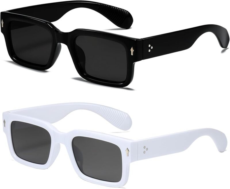 CEREMONYT Sunglasses Square  Frame Sunglasses for Women Men Trendy Chunky Rectangle Sun Glasses Black Shades UV400 Protection