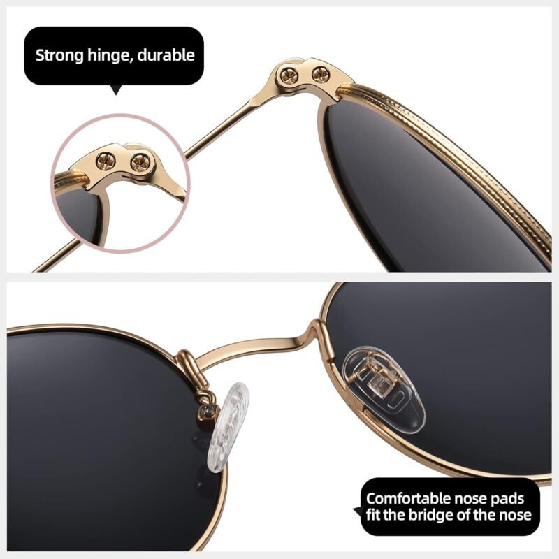CEREMONYT Sunglasses Round Polarized Sunglasses for Women Men Classic Retro Metal Frame Sun Glasses UV Protection