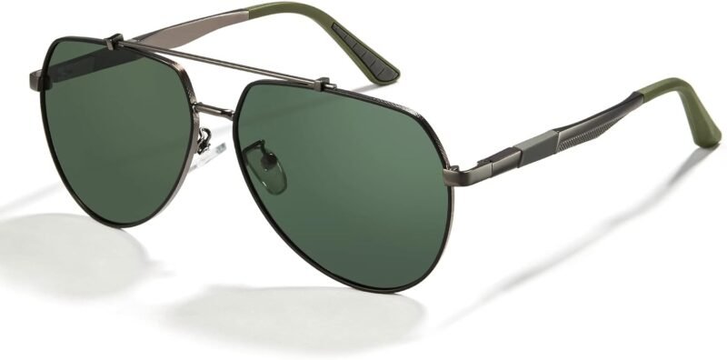 61jcmCZ8gTL._AC_SL1500 CEREMONYT Sunglasses Military Sunglasses for Men Trendy Pilot Shade Metal Frame Polarized Lens UV Protection for Outdoor