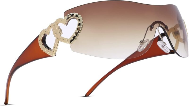 61k3zdcO_cL._AC_SL1500 CEREMONYT Sunglasses Wraparound Pro Wrap Around Rimless Sunglasses Women Men, Oversized Fashion Futuristic Sun Glasses Cool Shade 2000S Trendy