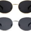 CEREMONYT Sunglasses Oval Sunglasses for Women Men – Fashion Sun Glasses – Rectangle Metal Frame Shades