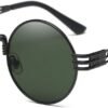 CEREMONYT Sunglasses Round  Sunglasses Steampunk Metal Classic Frame Mirror Lens(C1:Black Lens+ Silver Frame)