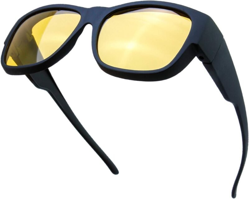 CEREMONYT Sunglasses Wraparound The Fresh High Definition Polarized Wrap Around Shield Sunglasses for Glasses – Leather Eyeglasses Case