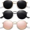 CEREMONYT Sunglasses Round Polarized Sunglasses for Women Men Classic Retro Metal Frame Sun Glasses UV Protection