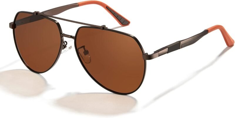 61l3_FgPmZL._AC_SL1500 CEREMONYT Sunglasses Military Sunglasses for Men Trendy Pilot Shade Metal Frame Polarized Lens UV Protection for Outdoor