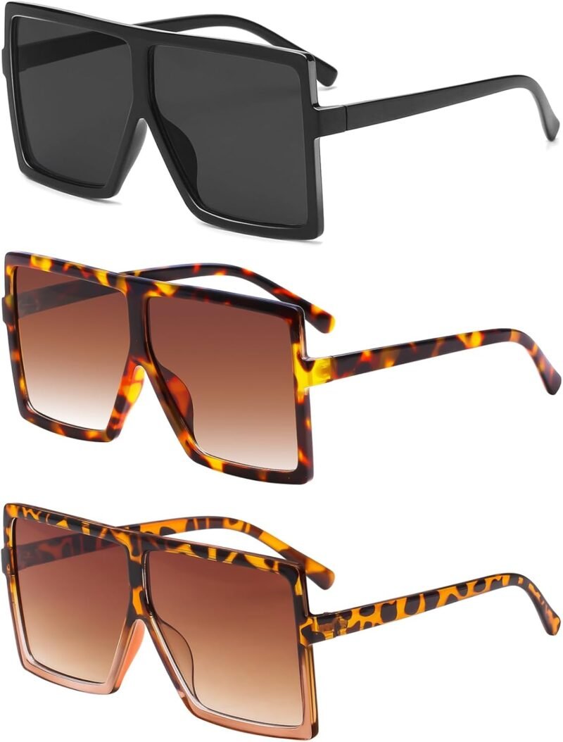 CEREMONYT Sunglasses Square Square Oversized Sunglasses for Women Men Flat Top Fashion Shades