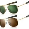 CEREMONYT Sunglasses Men’s Military Style Polarized Pilot  Sunglasses Bayonet Temples