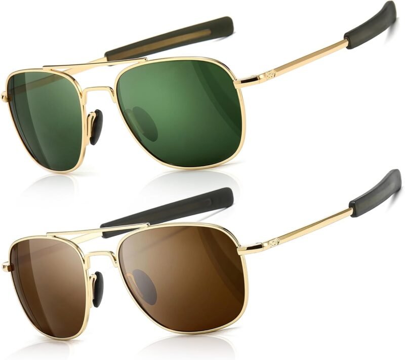 CEREMONYT Sunglasses Men’s Military Style Polarized Pilot  Sunglasses Bayonet Temples