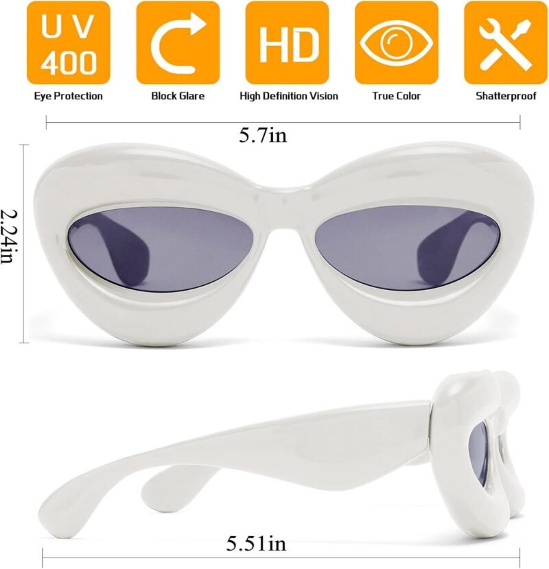 CEREMONYT Sunglasses Cat EyeFashion Inflated Cat-eye Sunglasses for Women Oversized Frame Sexy Lip Candy Color Glasses Trendy Designer Style