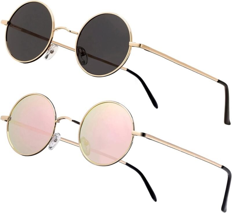 CEREMONYT Sunglasses Round Vintage Small Round Polarized Hippie Sunglasses for Men Women Circle Sun Glasses NP1002