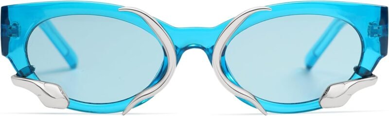 CEREMONYT Sunglasses Cat Eye Trendy Sunglasses for Women Men Vintage Narrow Cateye Metal Snake Sunnie Y2k Accessories AP3621