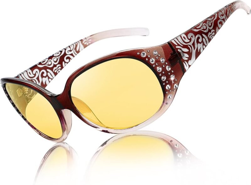 CEREMONYT Sunglasses Oval Sunglasses for Women, Rhinestone Wrap Around Sunglasses with UV400 Protection